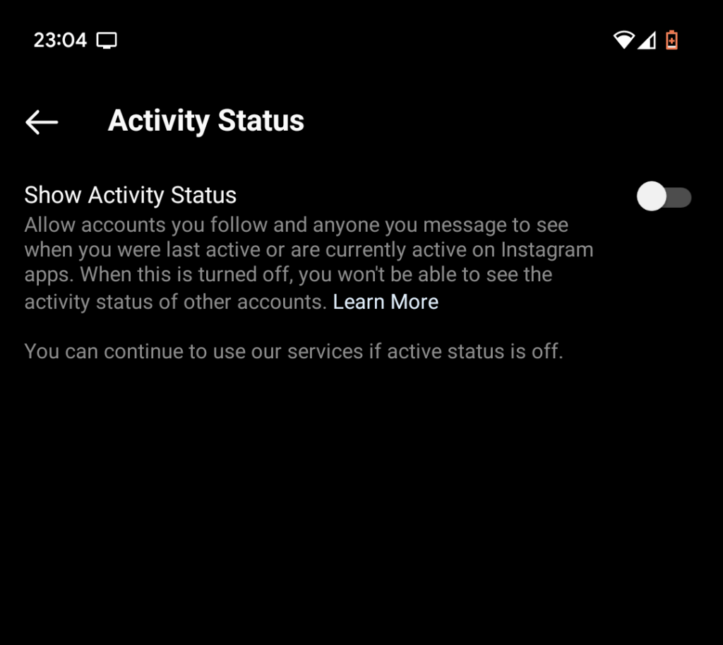 Disable last active on Instagram last seen.
